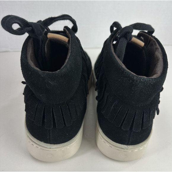 UGG Cali Fringe High Top Trainer Suede Boots Men's 11.5 Black Laced Shoes Uggs - Picture 7 of 14